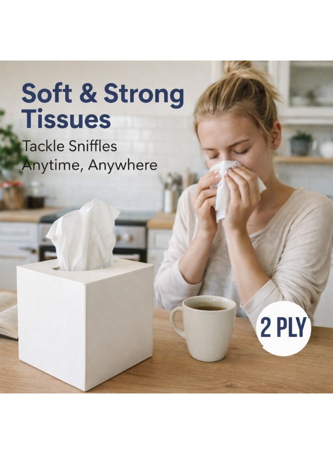 علبة مناديل ورقية مكعبة للوجه، عبوة من 48 علبة، إجمالي 4800 منديل، مناديل ثنائية الطبقة (2 طبقات)، ملمس ناعم فاخر، عالية الامتصاص، مناديل مثالية لجميع أنواع البشرة، مناسبة للمنزل أو المكتب أو السيارة أو المناسبات، عبوة مناديل بالجملة - Image 2